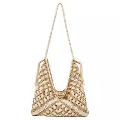 老人头 轻便出行小众百搭通勤托特腋下包 织物 单肩包 女款 米色/黑白色