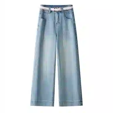 潞优野 宽松显瘦直筒牛仔裤 女款 蓝色