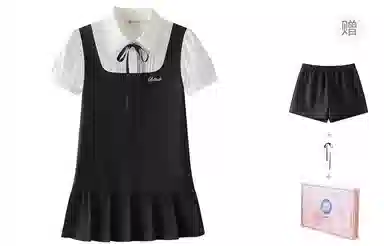 东鲸岁时记 纯色适中修身短袖连衣裙 女款 黑色