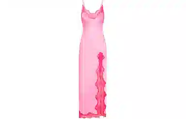 SKIMS Woven Shine Lace Long Dress Neon Orchid