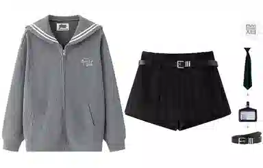 东鲸岁时记 学院风海军领休闲长袖外套基础款条纹分割松弛感字母刺绣简约纯色伯克百褶裙裤卫衣套装 女款