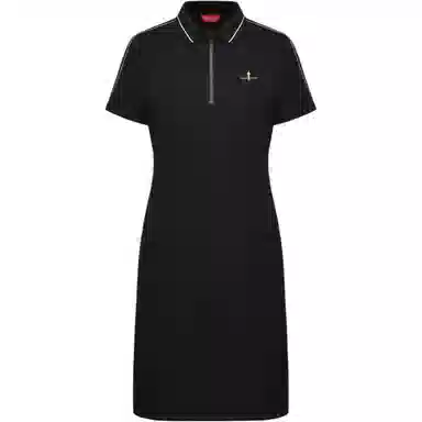 比音勒芬 字母翻领中长款短袖连衣裙 女款 黑色