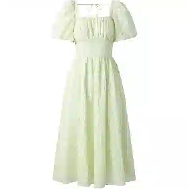 太平鸟 纯色舒适高腰短袖连衣裙 女款