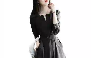 【dme】 纯色简约休闲长袖连衣裙 女款