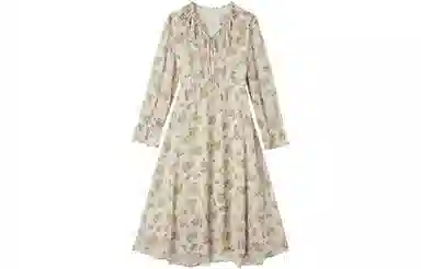 【dme】 碎花荷叶袖长袖连衣裙 黄色