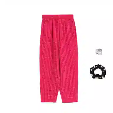 雾闪闪 格子合身直筒休闲裤 女款