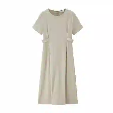 佐丹奴 收腰圆领梭织休闲短袖连衣裙 女款