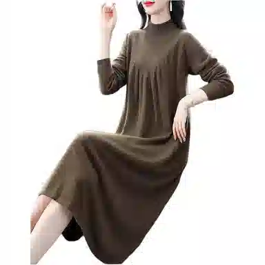 恒源祥 纯色休闲简约长袖连衣裙 女款