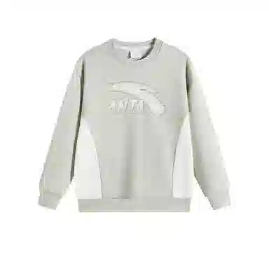 安踏儿童 简约字母圆领套头舒适百搭长袖卫衣 淡青灰 青少年