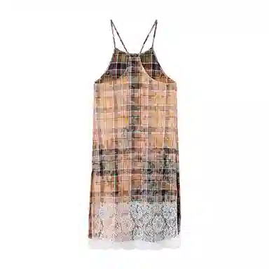 CONP Lace Plaid Dress Sunset Orange