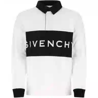Givenchy Letter Print Polo Shirt White