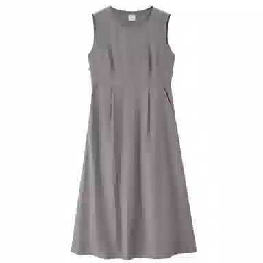 佐丹奴 梭织压褶圆领背心无袖连衣裙 女款