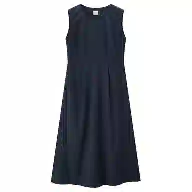佐丹奴 梭织压褶圆领背心无袖连衣裙 女款