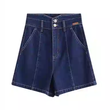 茵曼 直筒阔腿宽松高腰牛仔短裤 女款