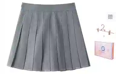 东鲸岁时记 学姐感文艺风纯色高腰修身辣妹风短款简约百褶裙舒适休闲短裙  春秋季 女款 礼盒装 灰色