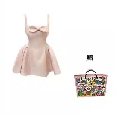 桴生 夏季甜美优雅无袖连衣裙 女款 粉红色