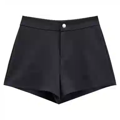 木清清 简约时尚纯色韩版百搭高腰休闲短裤 女款 黑色