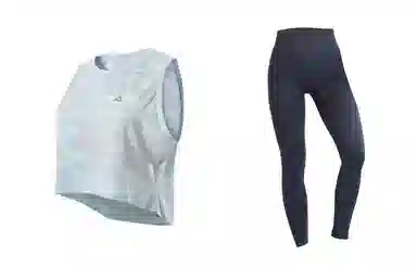 匹克 满印圆领套头无袖背心中腰直筒健身套装 女款