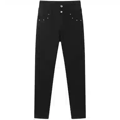 太平鸟 高腰修身长裤牛仔裤 女款 黑色