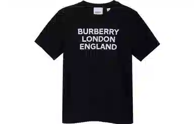 Burberry Logo Print Cotton T-Shirt Kids Black