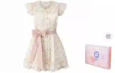 东鲸岁时记 碎花小飞袖海边度假风小个子独特绝美无袖连衣裙 女款 礼盒装 桃之夭夭