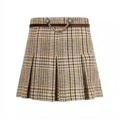 Valeria Obbaco VO Creative Series Wool Pleated Skirt Brown