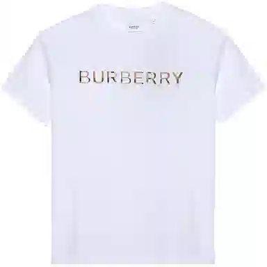 Burberry Logo Embroidered Cotton T-Shirt Kids White