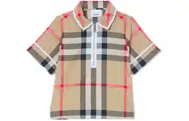 Burberry Half-Zip Check Polo Shirt