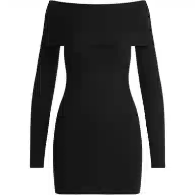 SKIMS Soft Lounge Off The Shoulder Mini Dress Onyx