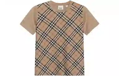 Burberry Check Print T-Shirt Kids Light Brown