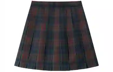 东鲸岁时记 经典学院风格纹百褶短款半身裙 圣诞红格