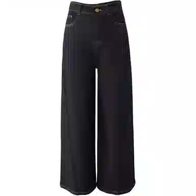 娅丽达 纯色拉链阔腿高腰牛仔裤 女款