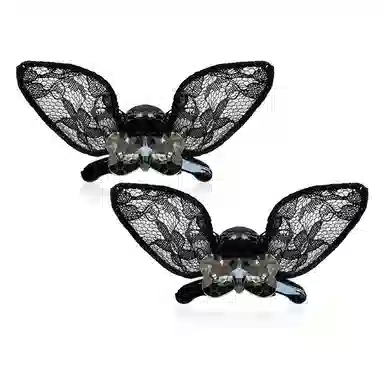 蒙妮 黑色精灵蝴蝶抓夹 布艺 发夹 女款