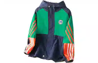 十月妈咪 拼色休闲连帽拉链上衣夹克外套春秋 儿童款