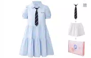 东鲸岁时记 学院风海军领宽松短袖连衣裙 女款