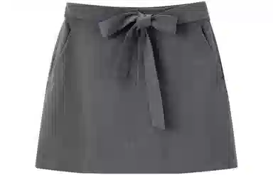 太平鸟 时尚简约绑带休闲短裙 灰色