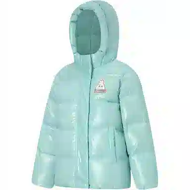 李宁儿童 运动生活系列 纯色拉链连帽长袖羽绒服 儿童款 湖灰蓝