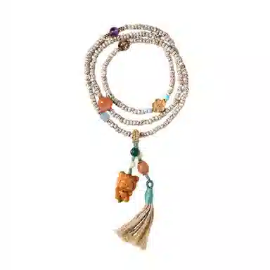 含藏 算盘珠创意檀香恐龙多妹吊坠民族风编织文玩#好运 星月菩提 手串 女款