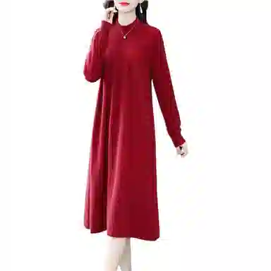 恒源祥 纯色休闲简约长袖连衣裙 女款