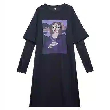 木果果木 美式复古宽松蕾丝长袖连衣裙 女款