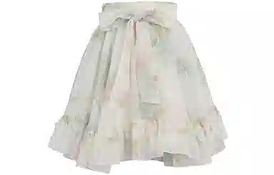 森女部落 仙气碎花系带裙子高腰小个子半身裙 女款 杏色