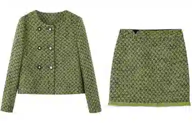 【dme】 休闲气质上衣小香风半裙裙装套装 女款 绿色