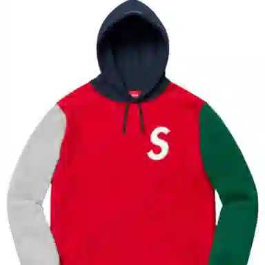 Supreme SS19 S Logo Colorblocked Hooded Sweatshirt Red