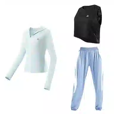 匹克 休闲纯色背心长袖上衣休闲裤运动三件套健身套装 女款