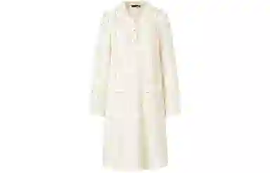 玖姿安娜蔻 纯色蕾丝连帽套头中腰中长款长袖连衣裙 女款