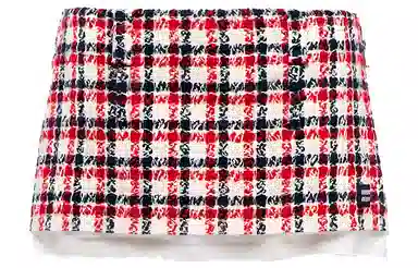 Miu Miu FW22 Plaid Tweed Skirt Red
