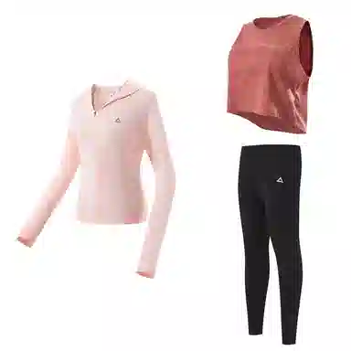 匹克 瑜伽服健身运动服套装 粉色背心打底裤三件套 女款 粉色外套