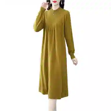 恒源祥 纯色休闲简约长袖连衣裙 女款