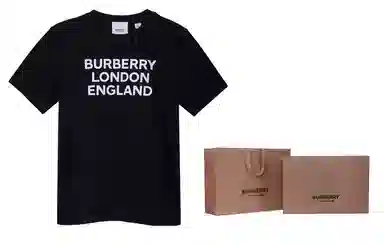 Burberry Logo Print Cotton T-Shirt Kids Black