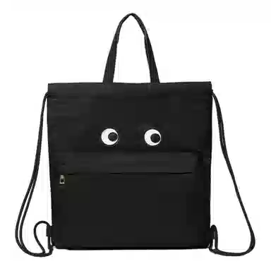 垣途者 简约百搭搞怪学生 尼龙 双肩包 男女同款情侣款 黑色